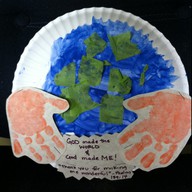 paper plate earth and handprints aerthday activity