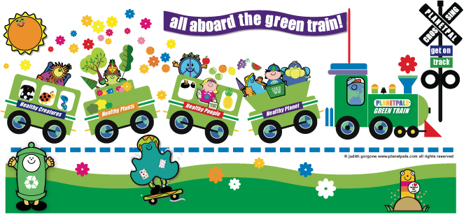 Hop aboard planetpals green train